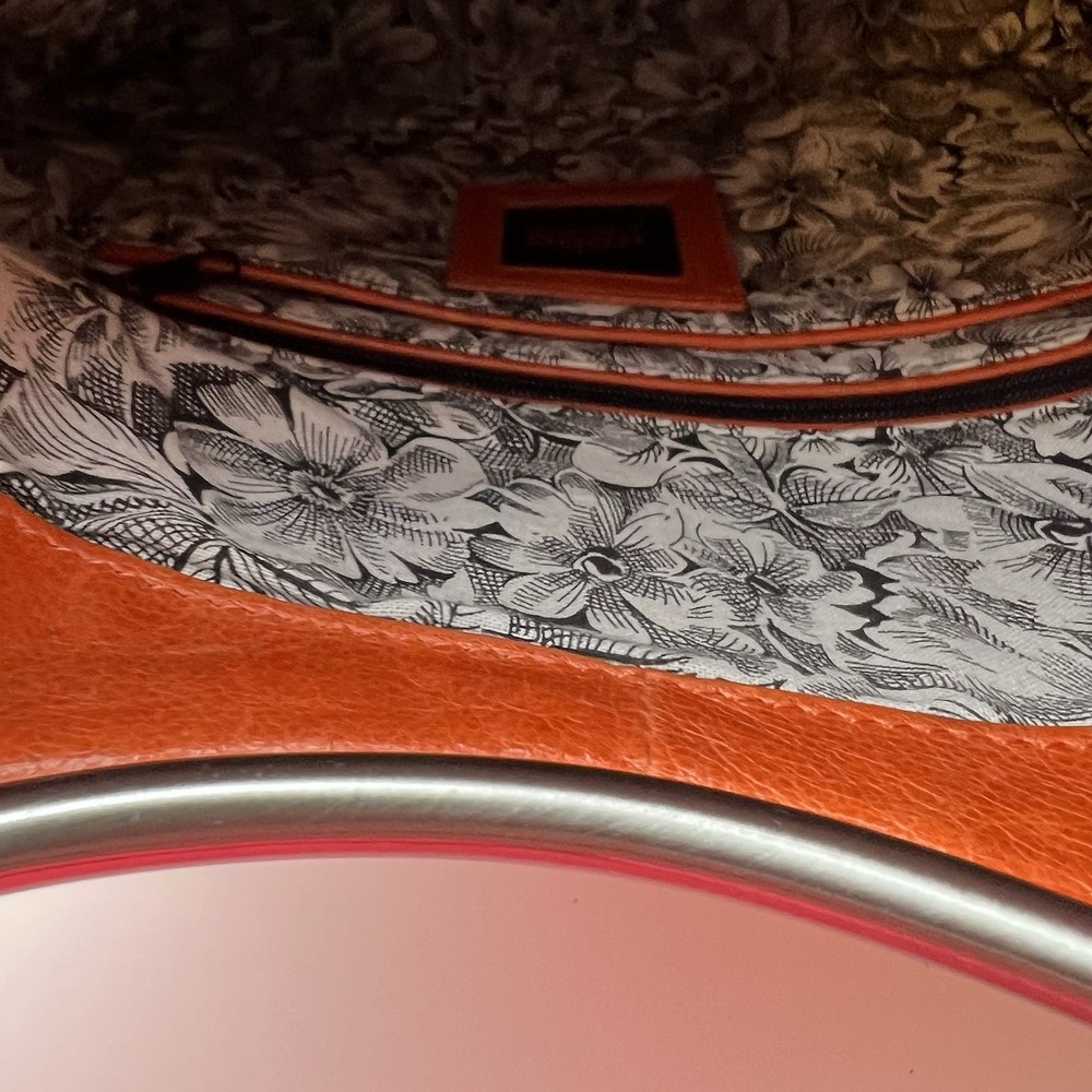 Hobo International Fold Over Clutch Pumpkin Orange Leather Handbag - Picture 9 of 11